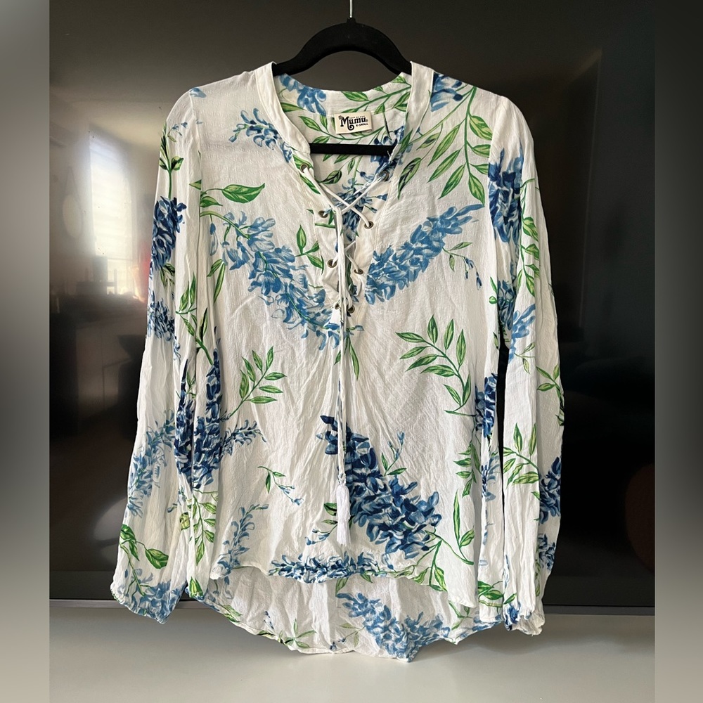 Show Me Your Mumu Flowy Lace Up Blouse